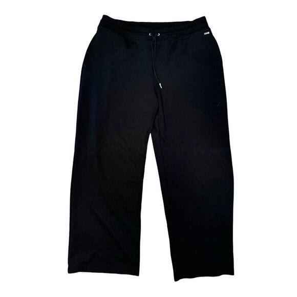 Calvin Klein Women's Black Pull On Wide Leg Pants XL Drawstring Waist Pockets - Picture 1 of 9